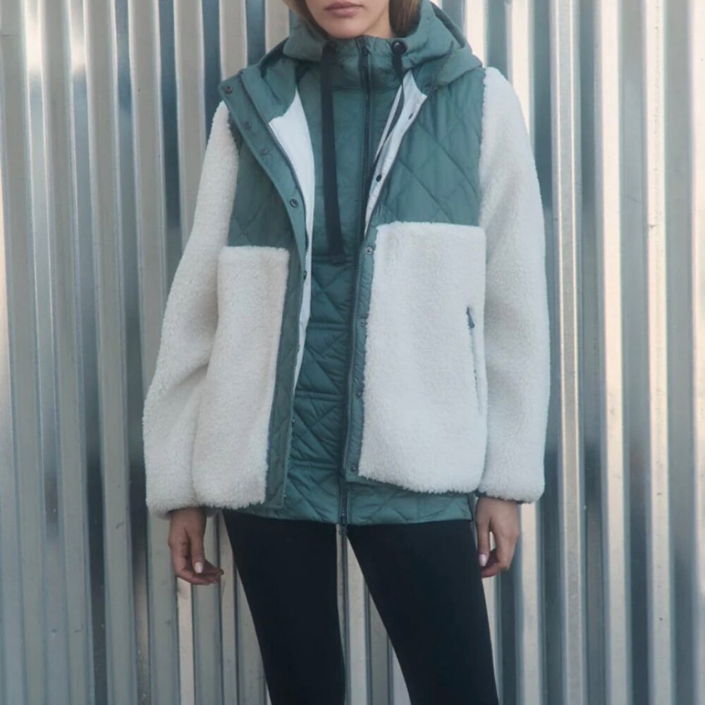 ALP N ROCK Tahoe Hooded Shearling Jacket in Eucalyptus